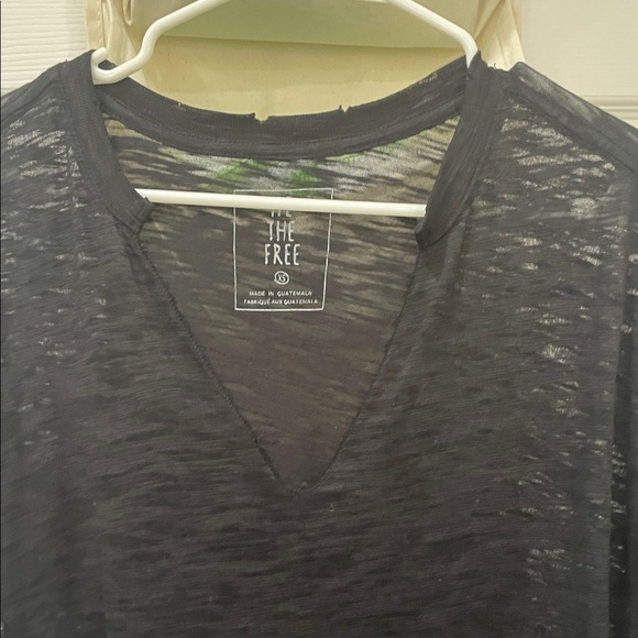 We The Free Black Sheer V-Neck Short Sleeve Tee - Picture 4 of 8